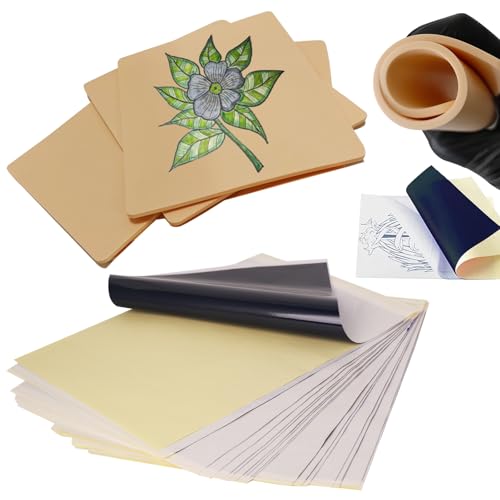 3MM Tattoo Practice Skin Kit - 3 Pcs Fake Skin & 15 Stencil Paper