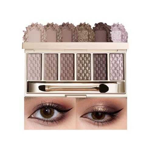 Neutral Gray Brown 6-Color Eyeshadow Palette with Mirror