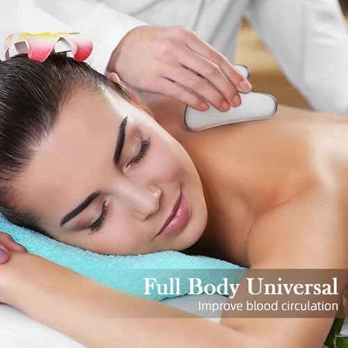 BESKAR Gua Sha Facial Tools, Stainless Steel Guasha Massage Sticks for Jawline Sculpting, Tighten Face Skin and Reduce Wrinkles, Face Eyes Body Neck Massage Tool, Skin Care Gift