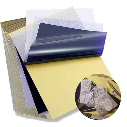 MIUXIA Tattoo Transfer Paper 50 Sheets Tattoo Stencil Paper A4 Size 4 Layers DIY Tattoo Tracing Paper Tattoo Kit Tattoo Supplies