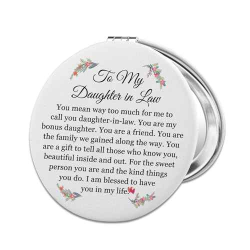 PLITI Daughter in Law Gift to My Daughter in Law Wedding PU Leather Compact Mirror from Mother in Law Father in Law (Daughter in Law LCM)