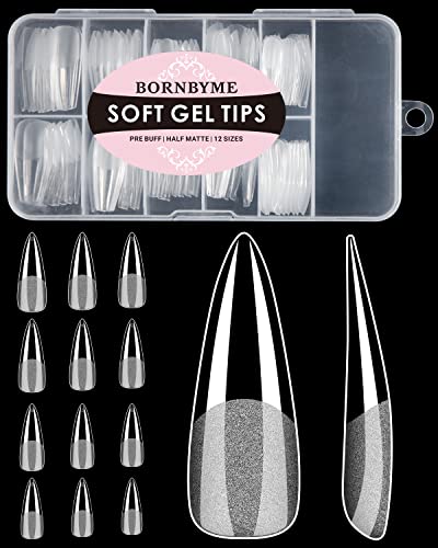 Soft Gel Nail Tips Stiletto 120PCS Pre-Shaped Full Cover