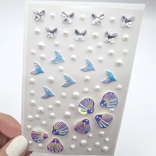 Mermaid Face Gems & Seashell Rhinestones - 140 Pcs Self-Adhesive