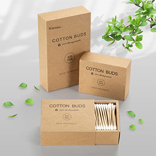 Bamboo Cotton Swabs Wooden Sticks 400 Count Eco-Friendly