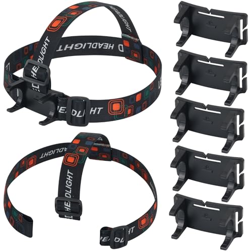 Lenporl Headlamp Strap with Bracket - 5 pcs Rechargeable LED Headlight Mount Clips for 22-26mm Flashlights