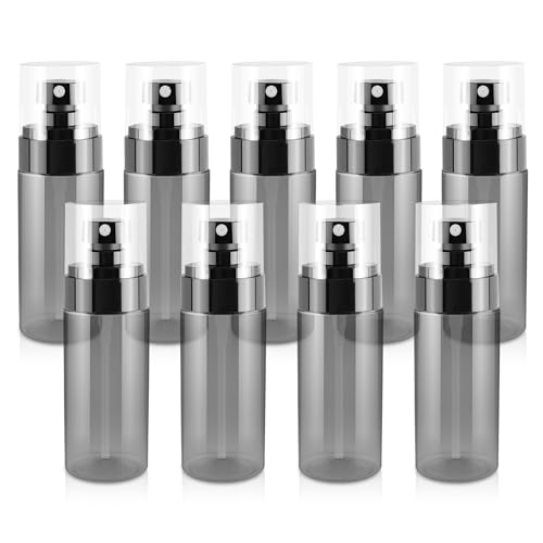 9Pack Small Spray Bottle, 2.7oz Black Plastic Fine Mist Mini Spray Bottles, Empty Refillable Travel Bottles for Hair, Cleaning, Salons, Planting, Skin Care