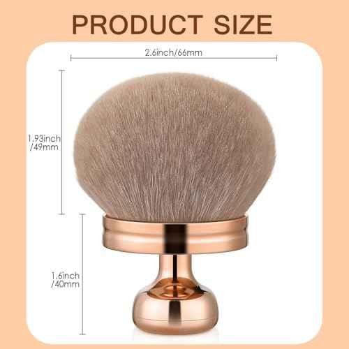 KINGMAS Extra Large Body Makeup Brush for Self Tanner, Self Tan Back Applicator, 66mm Wide-headed Kabuki Brush for Bronzers Blend Self Tanning Applicator, Oval Face Leg Makeup Brush (Rose-Gold)