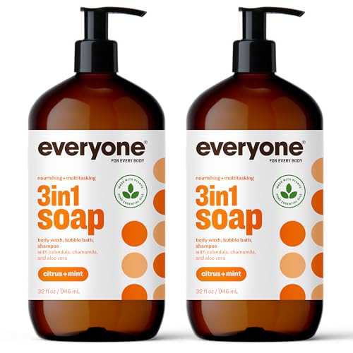Everyone 3-in-1 Soap, Body Wash, Bubble Bath, Shampoo, 32 Ounce (Pack of 2), Lavender and Aloe & 3-in-1 Soap, Body Wash, Bubble Bath, Shampoo, 32 Ounce (Pack of 2), Citrus and Mint