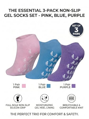 Nesgther Overnight Moisturizing Gel Socks for Dry Cracked Heels - 3 Pack