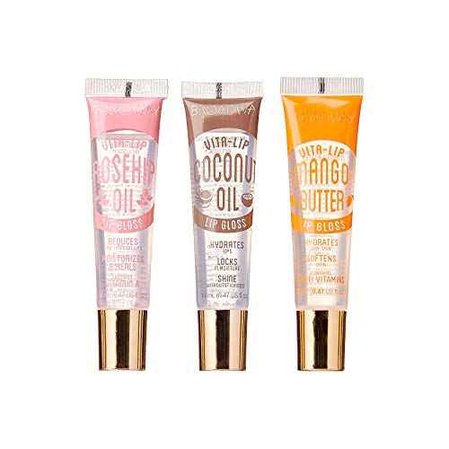 Ruby Kisses Broadway Vita-Lip Clear Lip Gloss (3 Pack Mango Butter, Rosehip, Coconut Oil), Ultra-Hydrating & Soothing Formula with Vitamin Oils, High-Shine Non-Sticky Finish, Healing Lip Balm