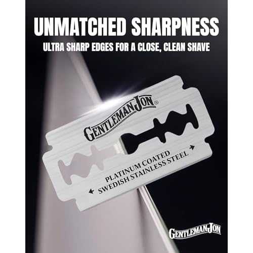 Gentleman Jon 50-Pack Platinum Double Edge Razor Blades - Premium Swedish Stainless Steel Safety Razor Blades - Platinum Coated Blade For Smooth and Comfortable Shaves - Fits Most Men's Safety Razors