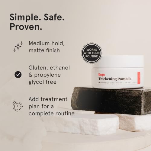 Keeps Thickening Pomade for Men | Matte Finish, Medium Hold, 3 Oz