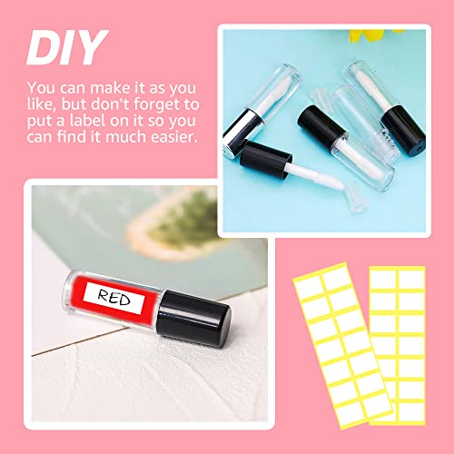 AMORIX 50pc 1.2ml Black Lip Gloss Tubes with Wand & Labels