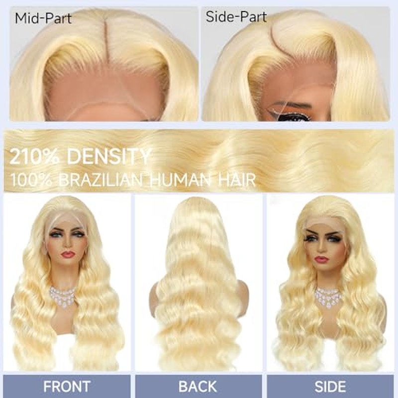 22 Inch Blonde Lace Front Wig 613 13x6 HD Human Hair