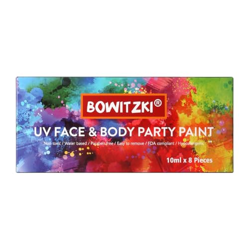 Bowitzki UV Neon Face Body Paint 8 Tubes Glow in Dark