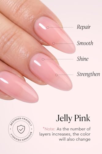 AzureBeauty 18ml Nail Strengthener & Growth Gel - Jelly Pink Ridge Filler (Pack of 1)