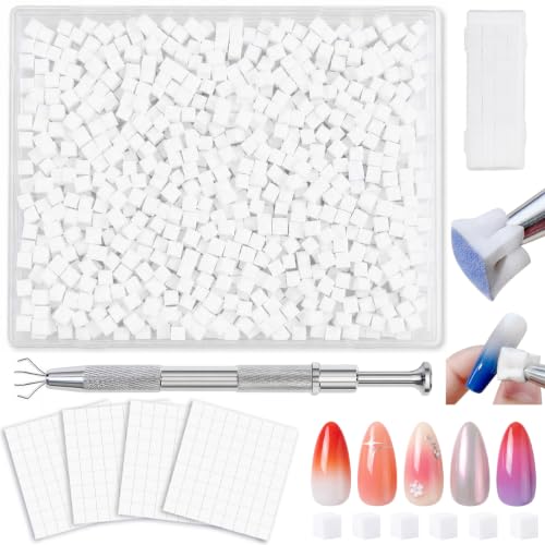 500-Piece Nail Sponges Kit for Ombre & Gradient Nail Art with Picker & Storage Box