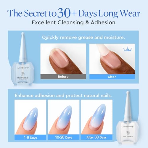 AZUREBEAUTY 18ml Nail Dehydrator & Primer Kit - Acid-Free, No Lifting