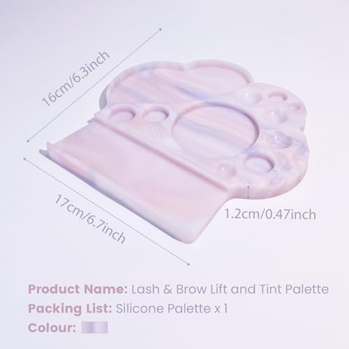 Libeauty Extra Large Lash Lift Palette for Lotion Storage & Mixing, Silicone Tray for Professional Salon, Non-Slip Cat Paw Design, Misty Pink