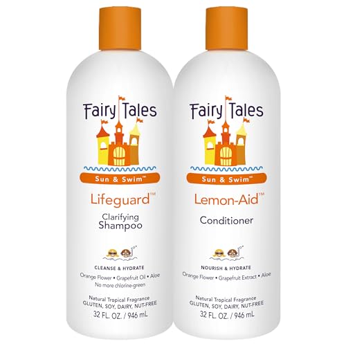 Fairy Tales Swim Shampoo 32oz and Conditioner 32oz for Kids | Made with Natural Ingredients in the USA | Chlorine Removal Swimmer Shampoo and Conditioner | No Parabens, Sulfates, or Synthetic Dyes