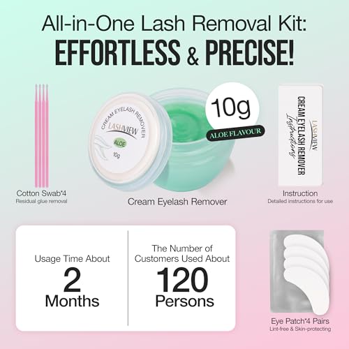 LASHVIEW Eyelash Extension Remover Cream Kit with Eye Patches