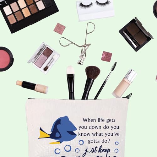 Dory Lover Gift Dory Movie Cosmetic Bag Cartoon Character Lover Gift Dory Fish Fans Gift Animal Ocean Gift (keep swimming)