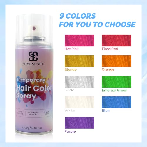 SOVONCARE Blue Temporary Hair Color Spray - 120ML Washable Dye for Kids & Adults