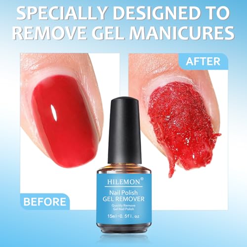 HiLemon Gel Nail Polish Remover Kit with Cuticle Oil & 4-Way File - 15ml