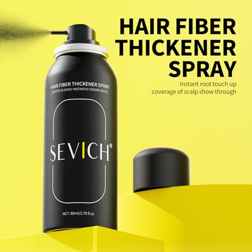 Sevich Hair Fiber Spray - Instant Hair Thickening Powder, 80ml Black