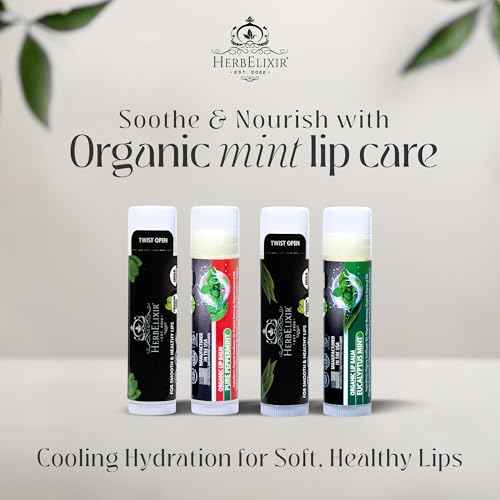 Organic Lip Balm Variety 4 Pack | Peppermint & Eucalyptus Mint Chapstick Set | Moisturizing for Dry Lips | For Men and Women