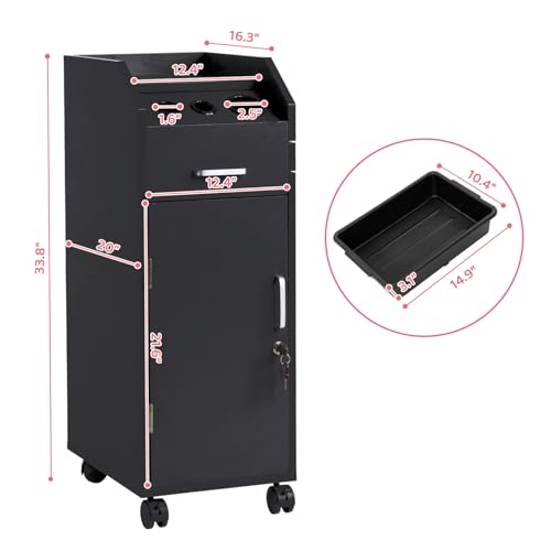 Winado Salon Trolley Cart with 4 Drawers & 3 Hair Dryer Holders