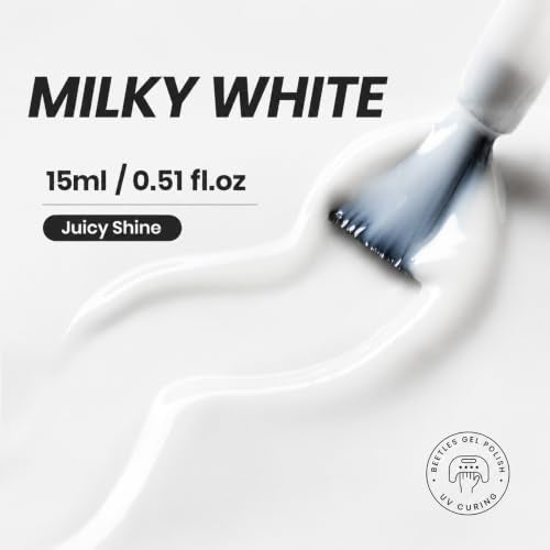 Beetles Milky White Gel Top Coat J-White-1 2-in-1 Glossy Nail Polish Finish