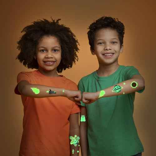 Temporary Fake Space Planets Glow In The Dark Tattoos For Kids, 80+ Pcs Space Astronaut Rocket Ship Alien Party Toys Favors Birthday Decorations For Boys Girls Teens(4 Sheets)