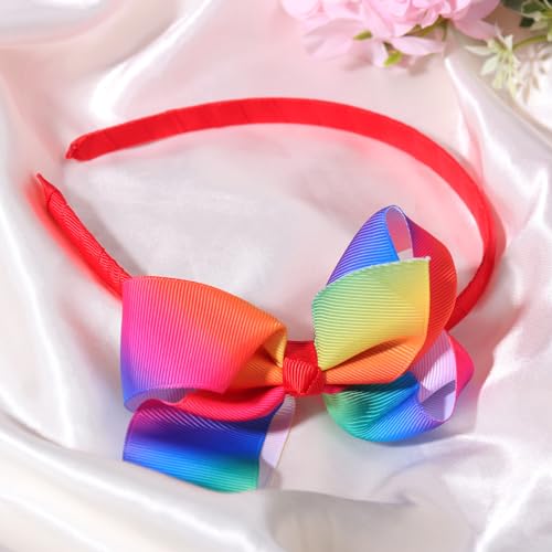 HIFANMM Rainbow Headband Pride Day Hair Accessories for Women Girls, Big Bowknot Colorful Hair Bands Pride Month Gay Headdress Pride Parade LGBTQ Party Non Slip Head Band 1 Pcs