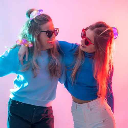 20PCS LED Scrunchies, Light up Women Girls Luminous Hair Strands, Colorful Meteor Yarn Hair Bands with 3 Light Modes, Glow in The Dark for Christmas Carnival Party Supplies