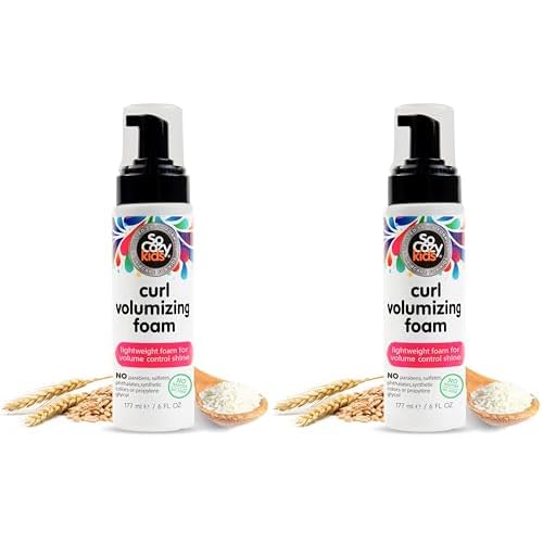 SoCozy Hair Mousse for Kids,Curl Volumizing Foam Mousse for Curly Hair (6 Fl Oz) Enhances Shine & Volume,Gentle Formula with Panthenol,Hydrolyzed Proteins & Keratin,Paraben-& Sulfate-Free,(Pack of 2)