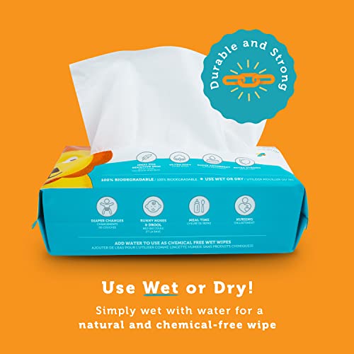 Whoopsie Wipes 100% Pure Cotton Dry Baby Wipes - Ultra Soft & Chemical-Free
