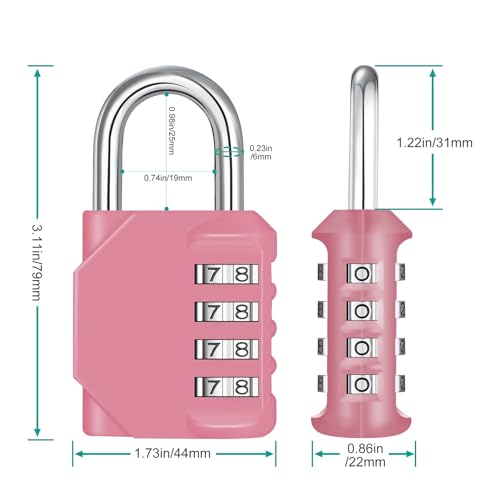 ZHEGE Combination Lock Outdoor 2 Pack, 4 Digit Resettable Weatherproof Combination Padlock for Gym, School, Gates, Doors, Hasps Storage (Pink, 2 Pack)