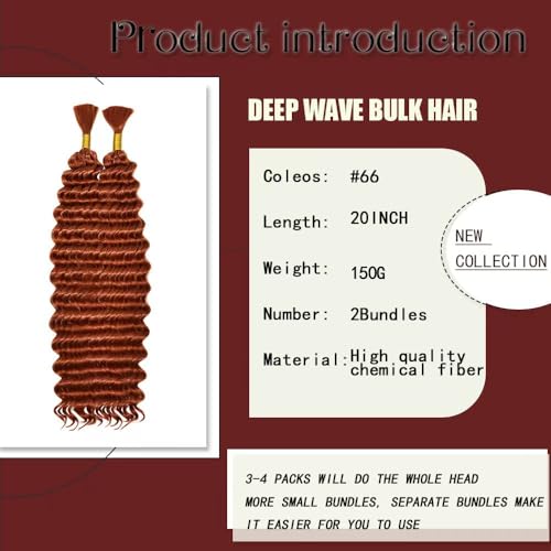 Deep Wave Bulk Braiding Hair 20 Inch - 2 Bundles Boho Braid
