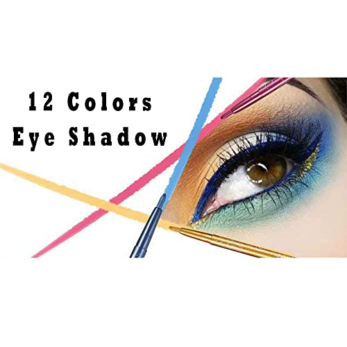 Metallic Eyeliner Pencils Set - 12 Shades Waterproof Twist-Up