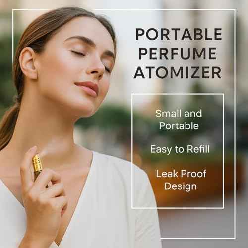 2-in-1 Refillable Perfume Bottle 10ml (2 Pack), Dual-Head Spray & Roller Design, Leakproof Travel Atomizer for Perfume, Cologne and Essential Oils