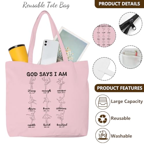 Christian Gifts for Women Dancer Girls Canvas Bag Makeup Bag Set Inspirational Dance Gifts Grocery Cosmetic Bags