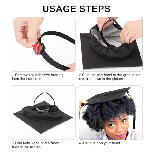 WEIGUZC Graduation Cap Hair Band - Ensure Your Graduation Cap Stays In Place (Black - 1PCS, Unisex)