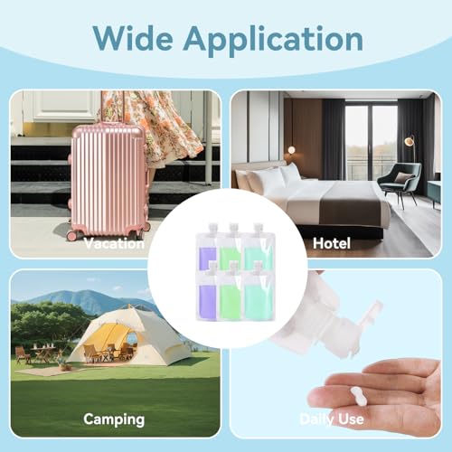 6 Pack 100ml Travel Toiletries Bottles, Clear Refillable Squeeze Pouches