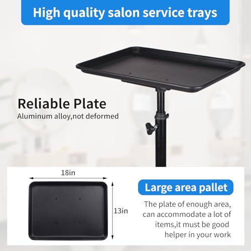 Adjustable Rolling Salon Tray with Wheels - Aluminum