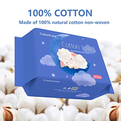 CottonCare 600 Count Baby Cotton Wipes Unscented & Chemical-Free - Soft & Ultra Absorbent for Delicate Skin, Pack of 6