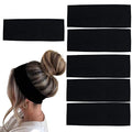 Black Cotton Stretch Headbands for Women (6-Pack)