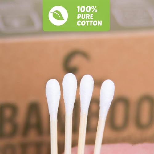 Bamboo Cotton Swabs 500 Count - Eco-Friendly & Pure Cotton