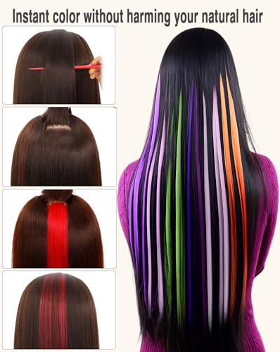 Red Clip-In Hair Extensions 22 Inch - 12 PCS for Parties & Festivals - Variation of THIS listing