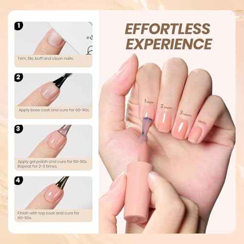 Beetles Fall Gel Nail Polish Set - 6 Colors Nude Brown Jelly Neutral Gel Polish Kit Sheer Transparent Effect Soak Off UV DIY French Nail Art Manicure Gifts for Women
